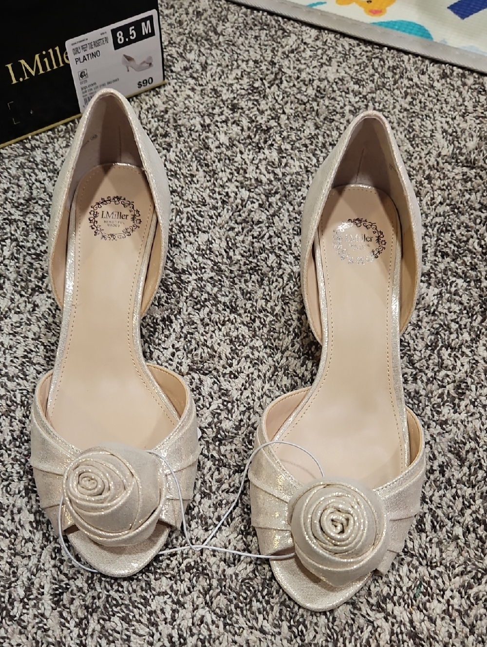 I. Miller Women's Platinum Open-Toe Floral Heels